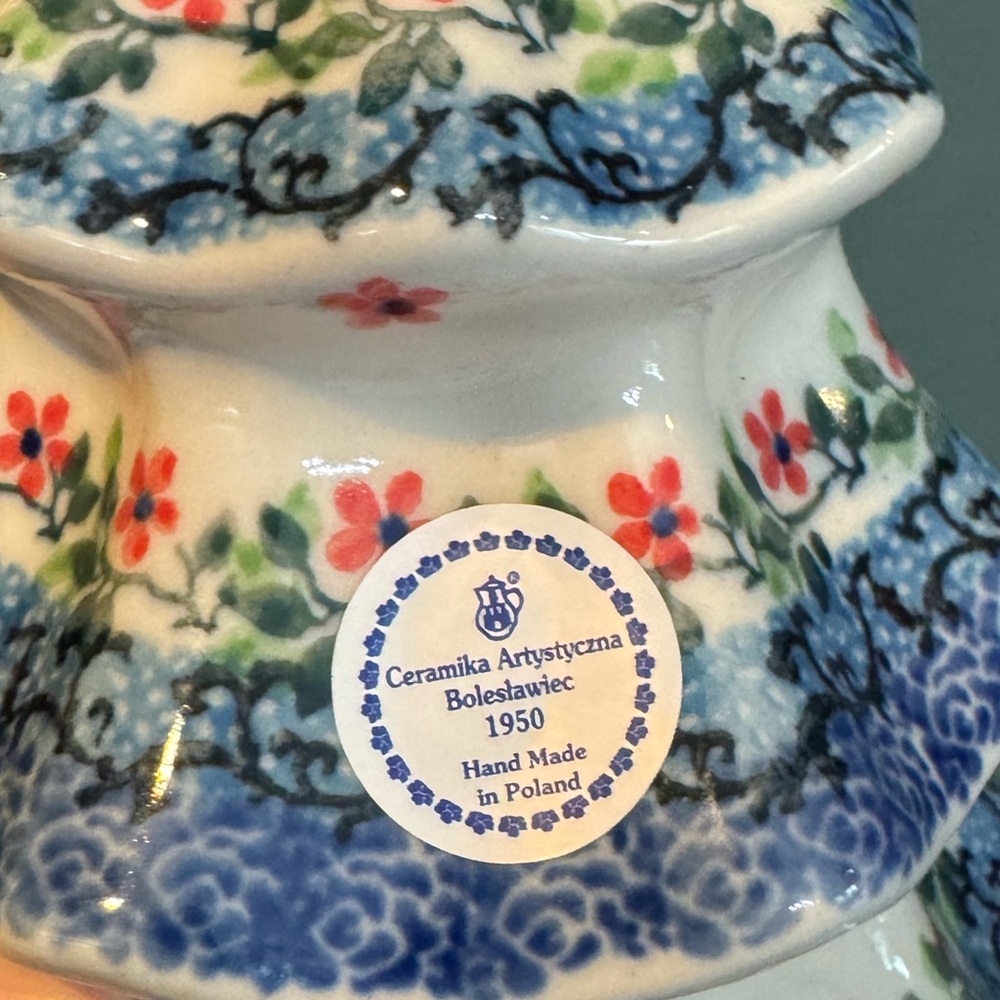 NWT Boleslawiec Polish Pottery Christmas Tree - Large 10” Red Floral - Picture 6 of 6